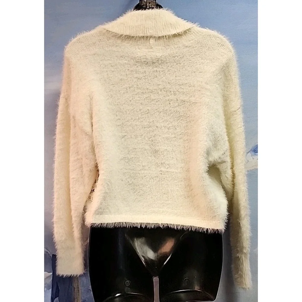 NWT Anthropolgie S Fuzzy Eyelashe Cardigan Ivory $148